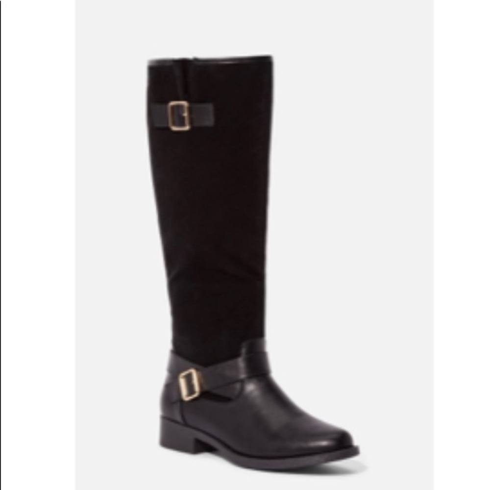Knee high boots with buckle accents